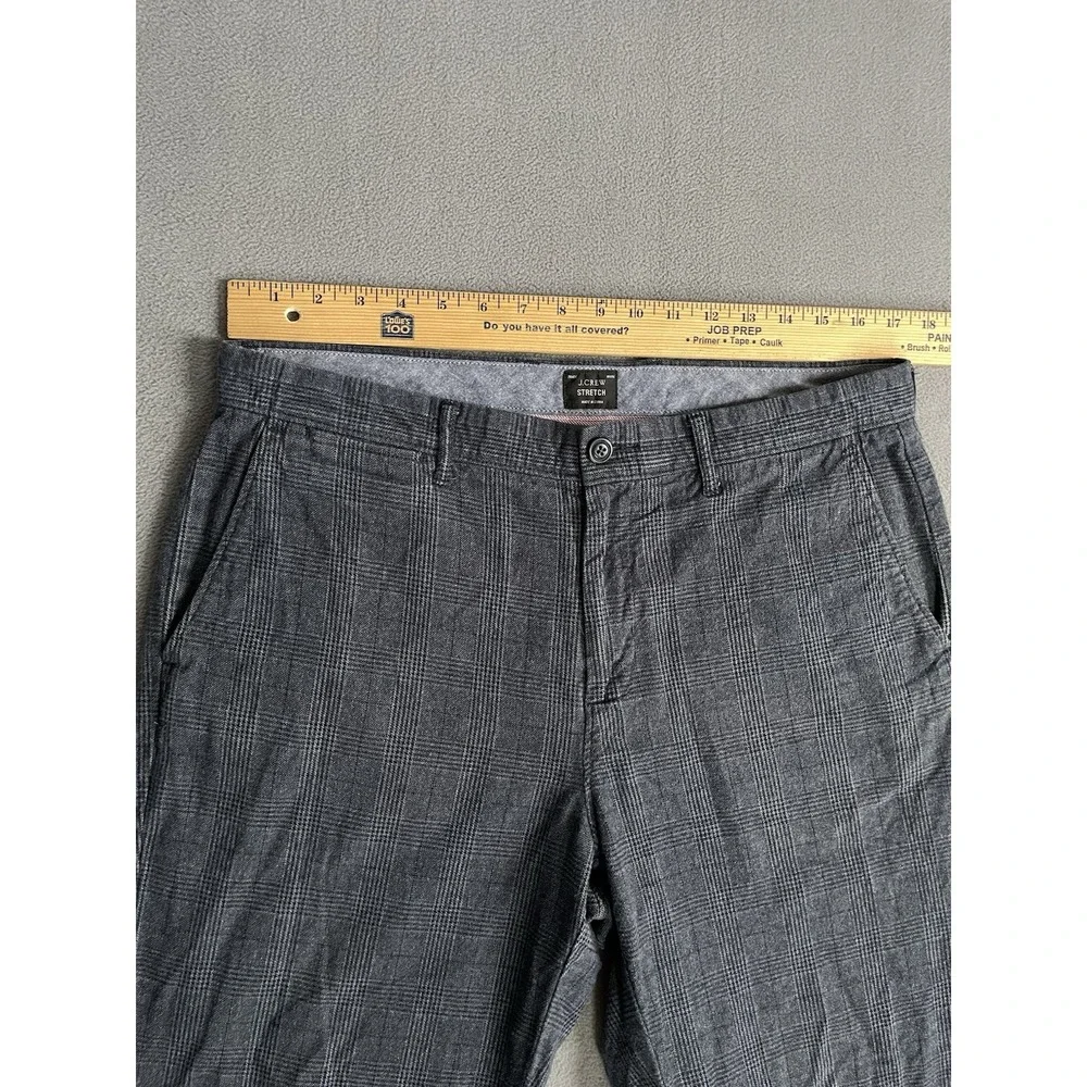 J.Crew Chino Pants Mens 34x32 Gray Glen Plaid At399  Stretch Comfort 34x30 Fit